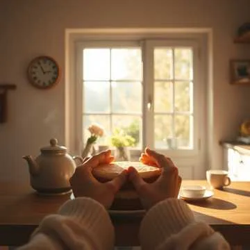 Утром на столе — торт и чай,