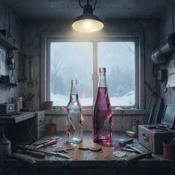 Вечер сжался в гараж.