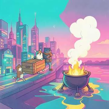Лайка, Майка и Фуфайка вышли погулять. И конечно ж взяли короб для сетей. и…