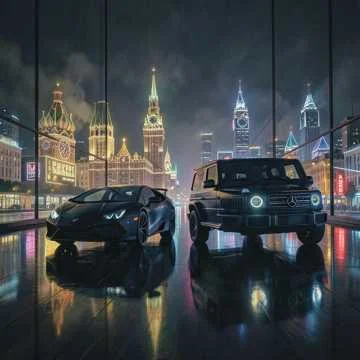 Едет чёрный Lamborghini Urus...