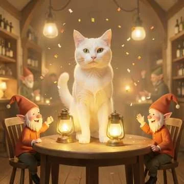 Белый кот — хозяин веселья