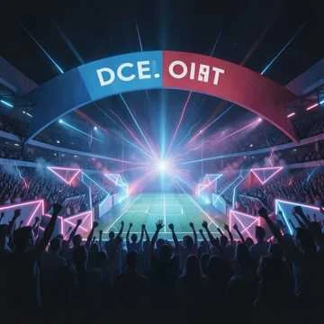 Сине-гранатовый флаг над ареной взлетает,