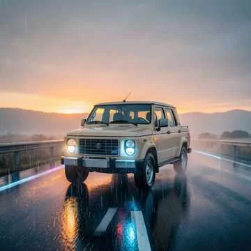 Бежевый Ланос по трассе летит,