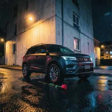 У подъезда чёрный Haval