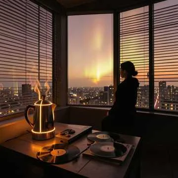Sunrise creeping through the blinds