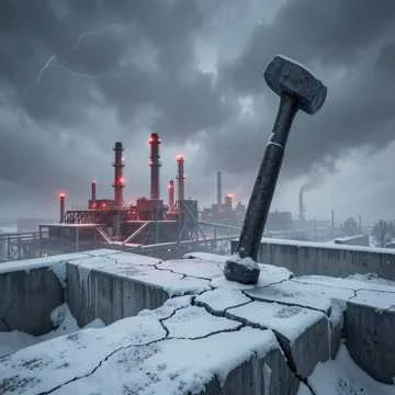 Бетонные коробки, небо цвета свинца.