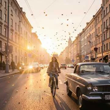 Оля бежит по московским дорожкам,