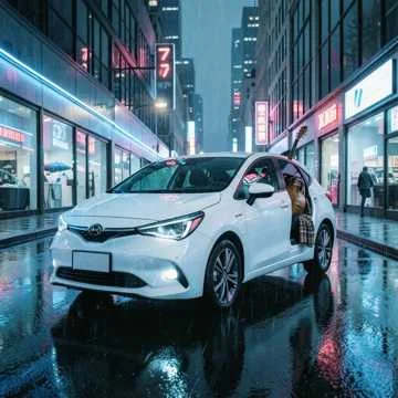 Белый Kia Ceed скользит по мокрой мостовой,