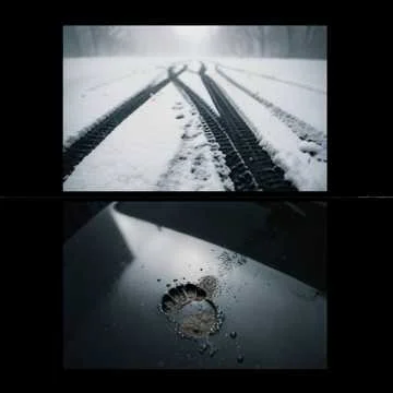 Выхожу во двор — черный след на снегу