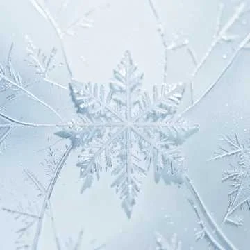 На землю падает снежинка,