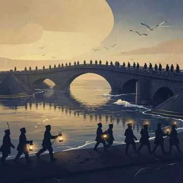 По хребту моста с друзьями,