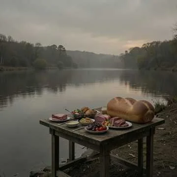 Олег сидит на берегу реки,