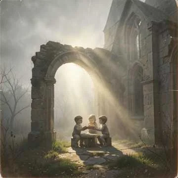 Город в тумане, заброшенный сад,