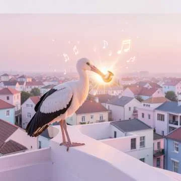Аист на крыше тихо присел,