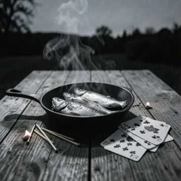 Вечер опускается, костёр трещит привычно,