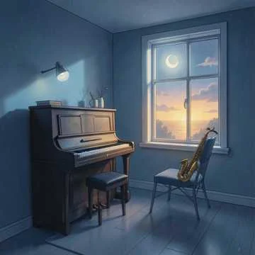 Moonlight dances on the window pane,
