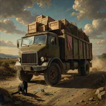 Пыль летит из-под колёс по старой трассе,