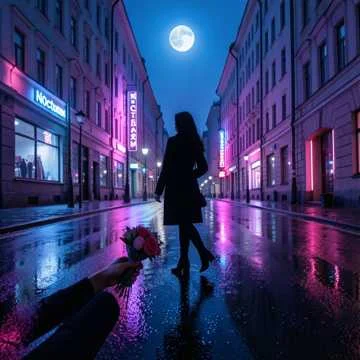 Ночной маршрут, огни Москвы на стёклах,