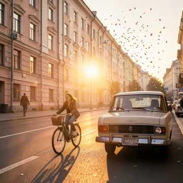 Оля бежит по московским дорожкам,