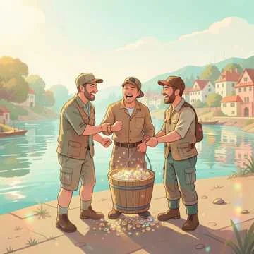 Вышли к речке на рассвете три заядлых рыбака,