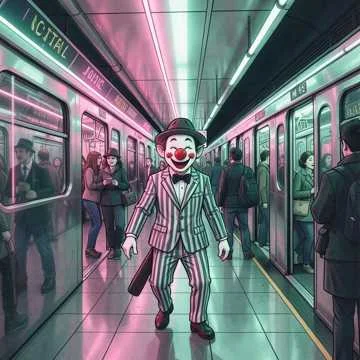 Флик клоун, влез в метро