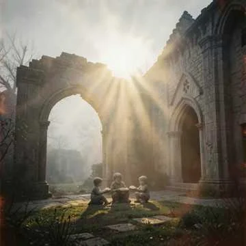 Город в тумане, заброшенный сад,