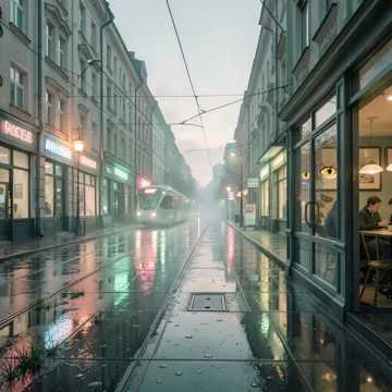 Утро в Сокольниках, роса на траве,