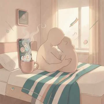 Люблю наши выходные. Вдвоем в квартире. Утренний кофе, листаем рилсы, смеемся.…