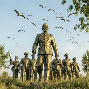 На пьедестале бронзовый герой