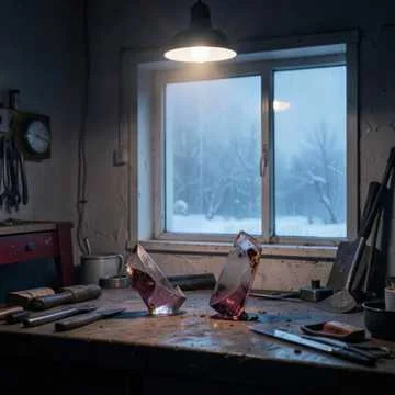 Вечер сжался в гараж.