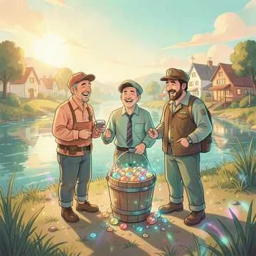 Вышли к речке на рассвете три заядлых рыбака,
