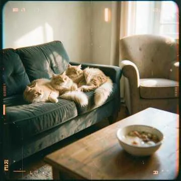 Наши три кошки дома,